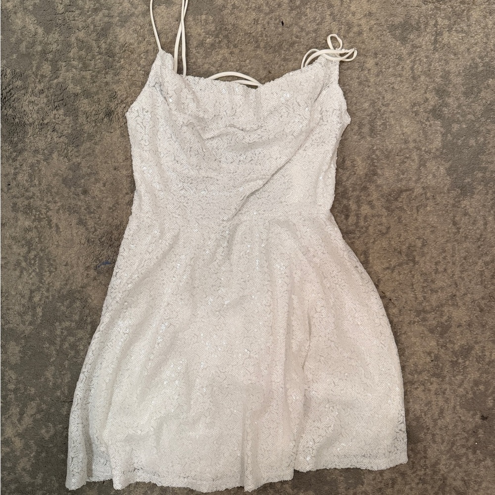 White sequin mini dress